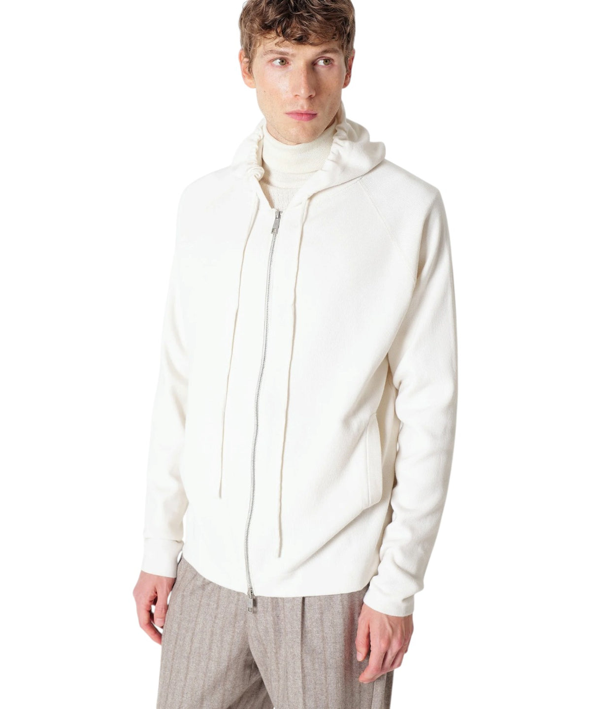 Herenhoodie met rits van een merinowolmix