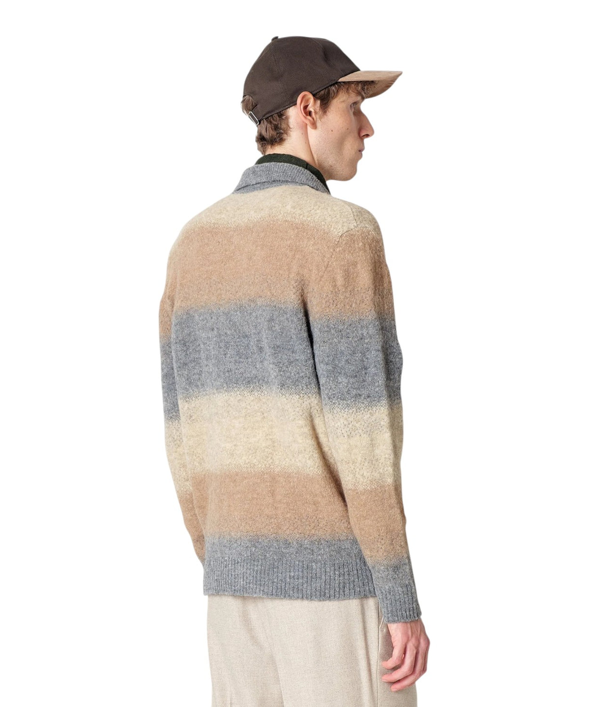 Cardigan Polo Dégradé in Misto Lana Stretch Elegante