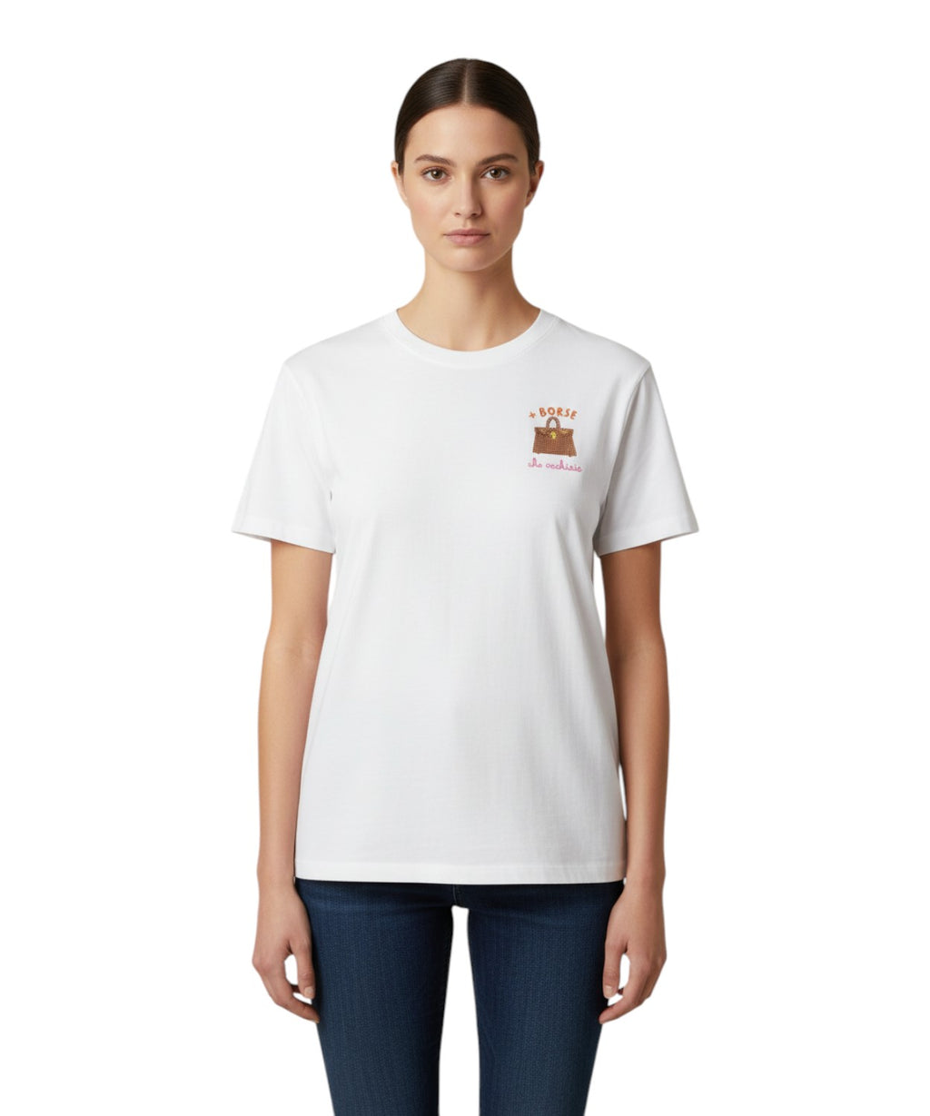 Emilie MC2 Saint Barth T-shirt with Rhinestone Embroidery