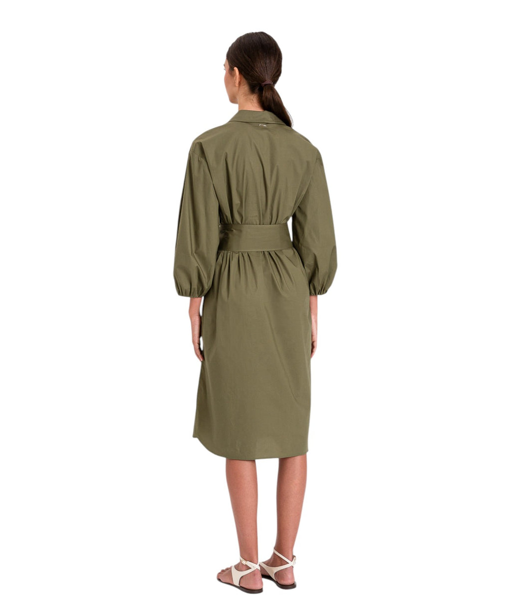 Twinset Midi Cotton Dress with Buttons and Belt