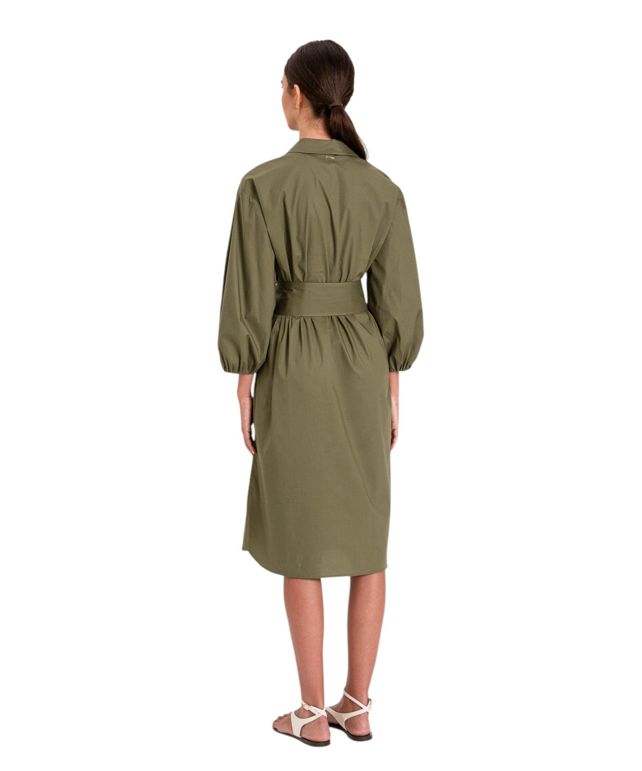 Abito Midi Cotone Twinset con Bottoni e Cintura