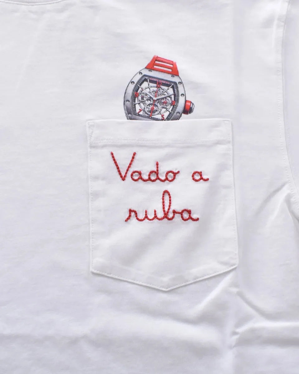 T-Shirt "Vado a Ruba" con Tasca e Orologio-Mc2 Saint Barth-T-shirt-Vittorio Citro Boutique
