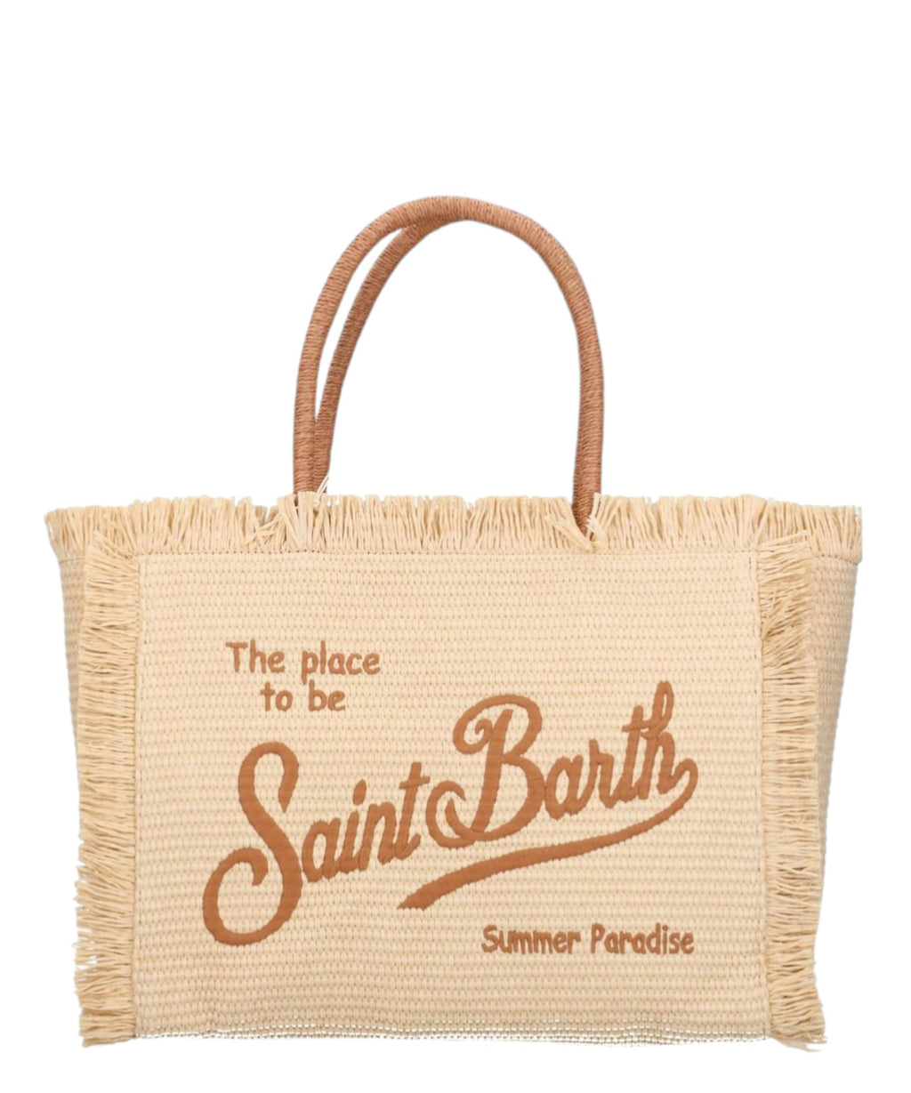 Borse Vanity MC2 Saint Barth in Paglia con logo e manici a Contrasto