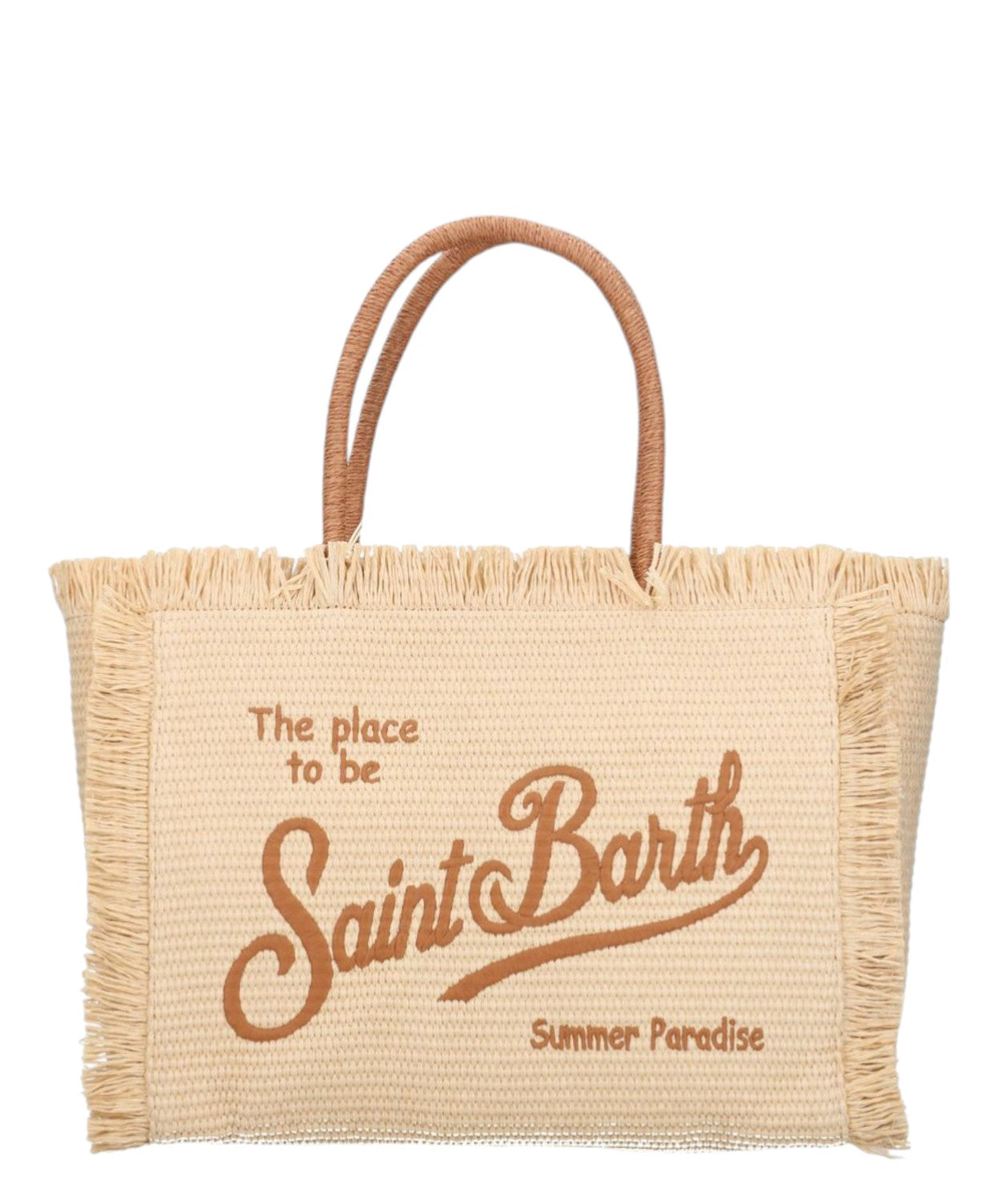 Borse Vanity MC2 Saint Barth in Paglia con logo e manici a Contrasto