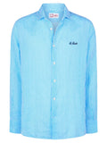 Camicia Pamplona in Lino Rigato Turchese-Mc2 Saint Barth-Camicie-Vittorio Citro Boutique