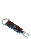 Piquadro leather car Key rings with carabiner