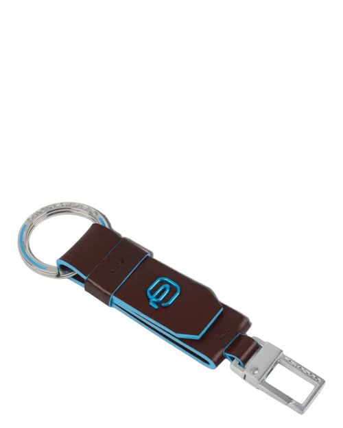 Piquadro Schlüsselanhänger aus Leder mit Karabinerhaken