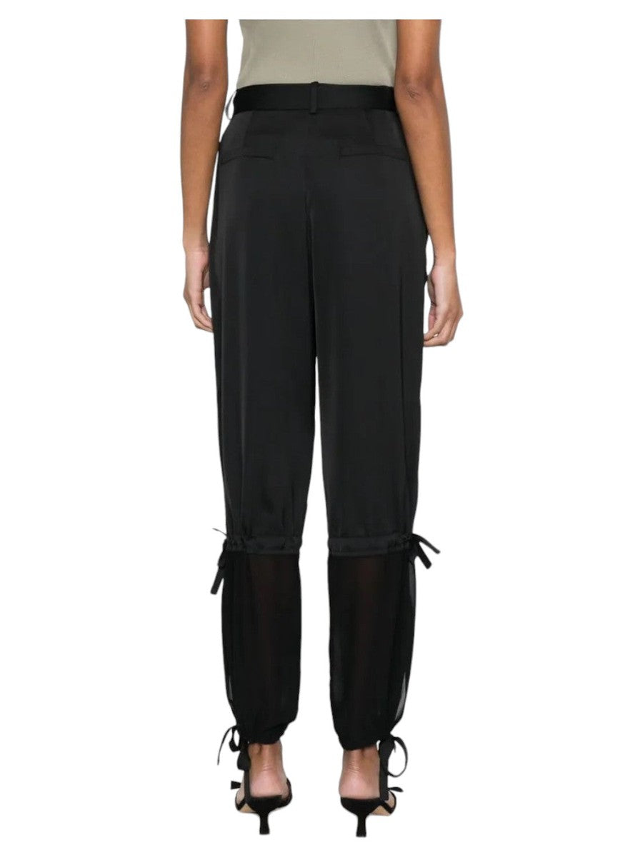 Pantalone "Priapo" in Satin Opaco con Dettagli in Georgette-Pinko-Pantaloni-Vittorio Citro Boutique