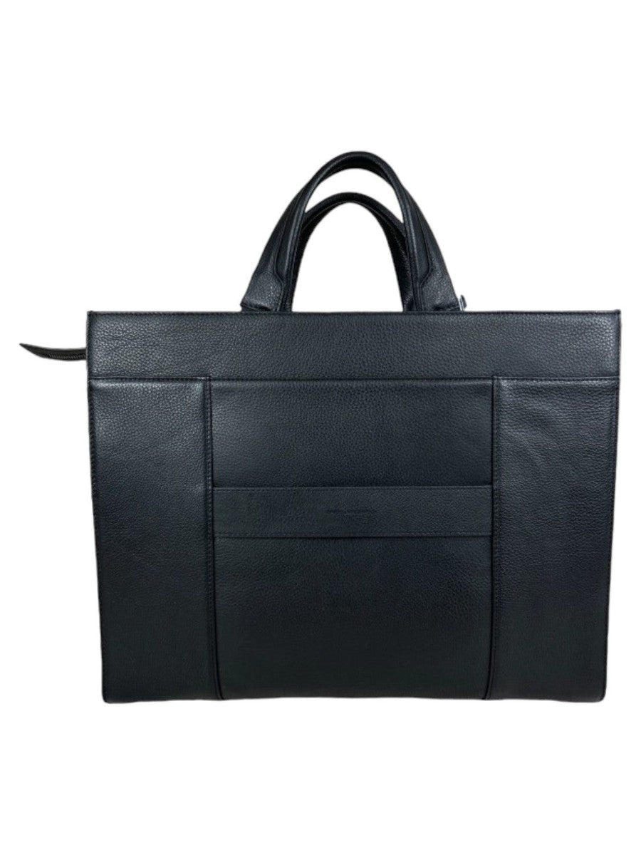 Tote Bag Orizzontale in Pelle Nero-Piquadro-Borse da lavoro-Vittorio Citro Boutique
