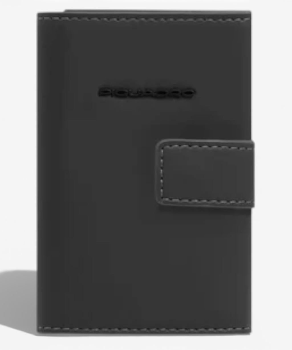 Piquadro Pop-Up-Kartenhalter aus Metall und Stoff