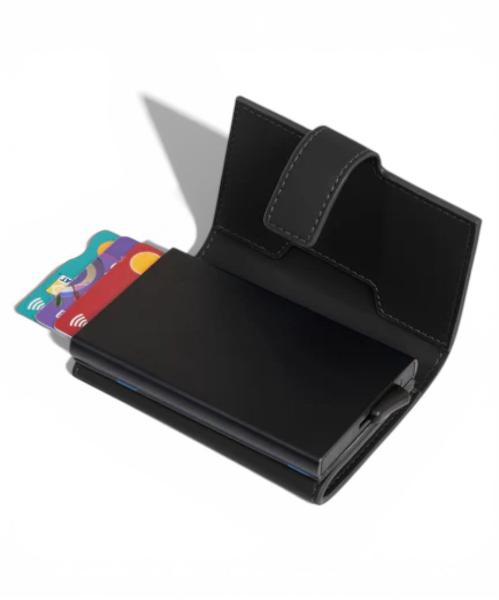 Piquadro Pop-Up-Kartenhalter aus Metall und Stoff