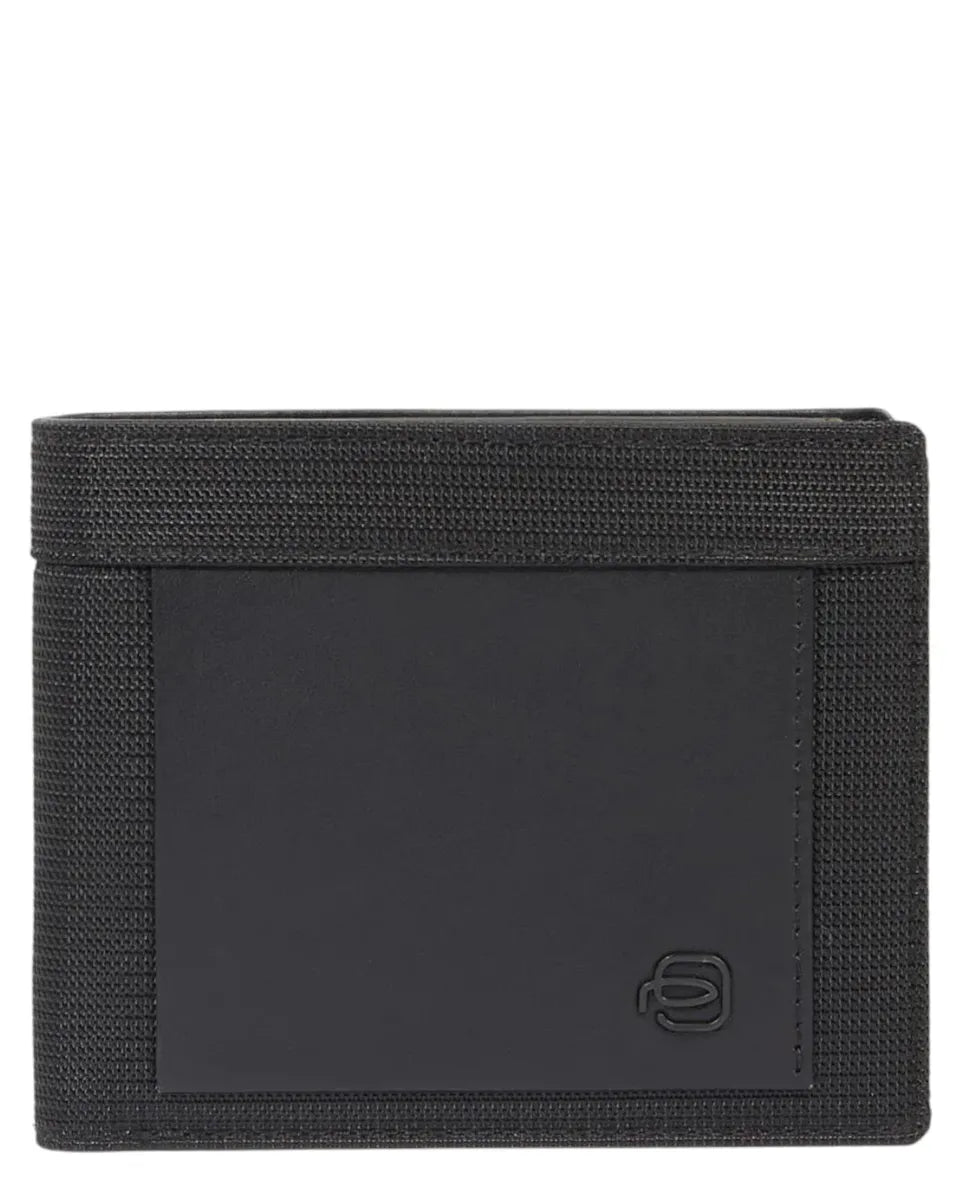 Portafoglio in Pelle e Tessuto con Porta Documenti Rimovibile-Portafogli-Piquadro-Vittorio Citro Boutique