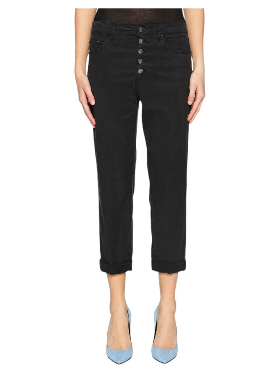 Pantaloni Crop Dritti Koons con Bottoni Cristallo-Pantaloni-Dondup-Vittorio Citro Boutique