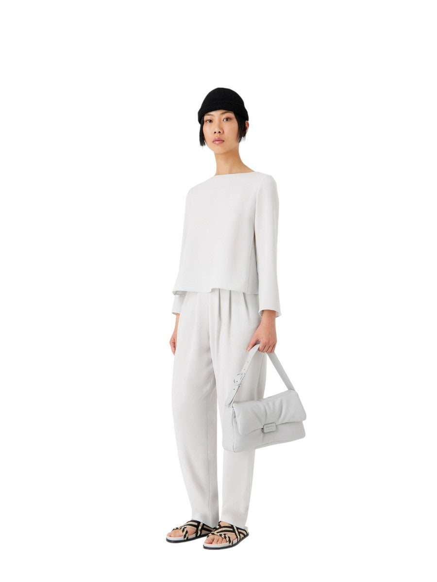 Pantaloni a vita alta con pinces in tecno cady-Emporio Armani-Pantaloni-Vittorio Citro Boutique