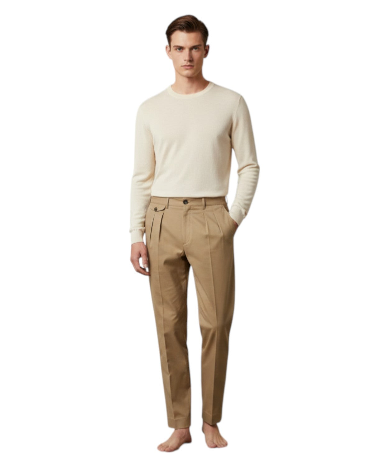 Pantaloni da uomo Be Able Sammy beige Doppia Pince