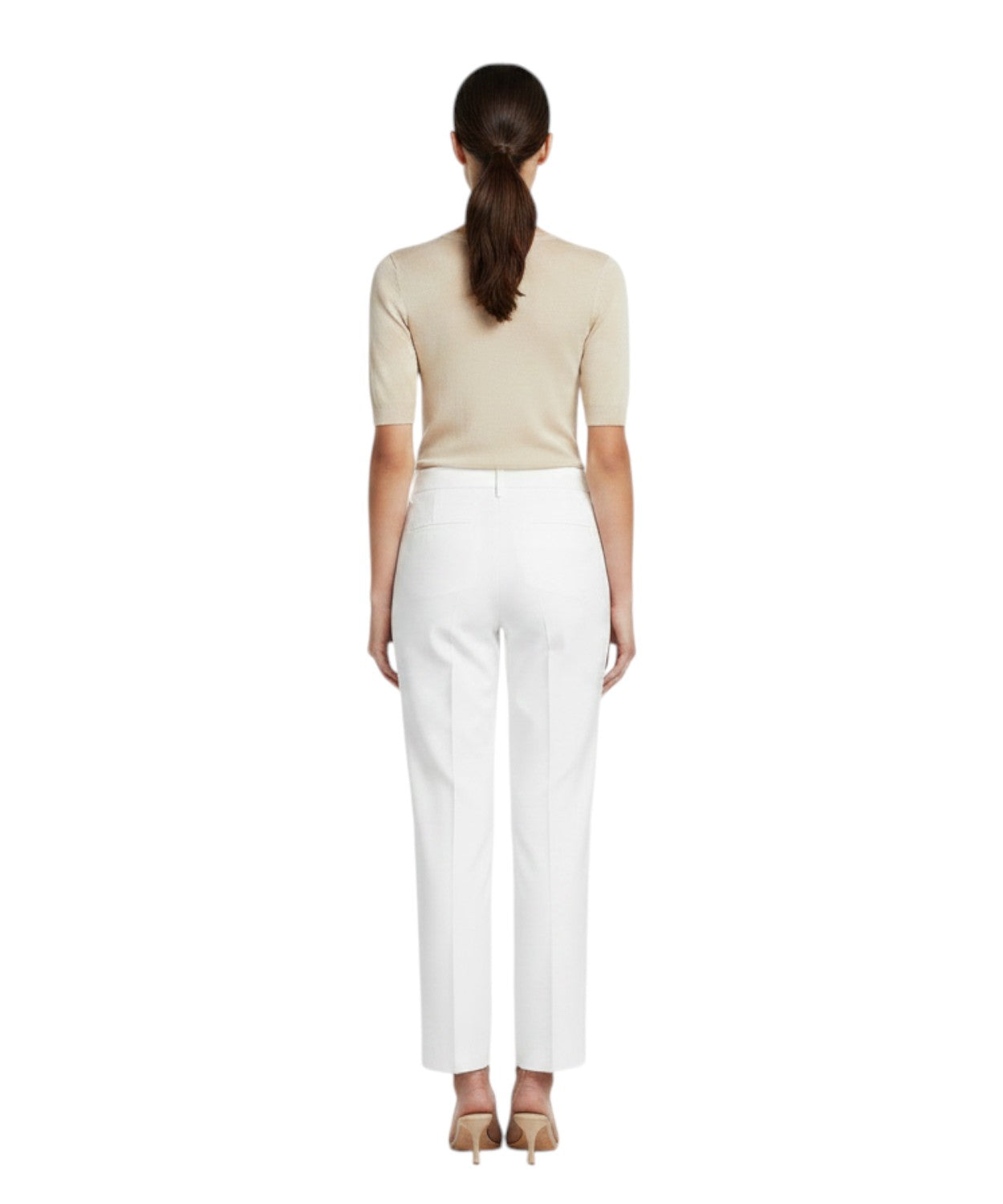 Cigarette Trousers in Organic Cotton and Stretch Poplin