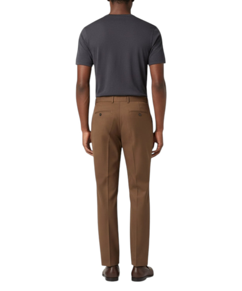Be Able men's Tobacco trousers with buckle and central pleat