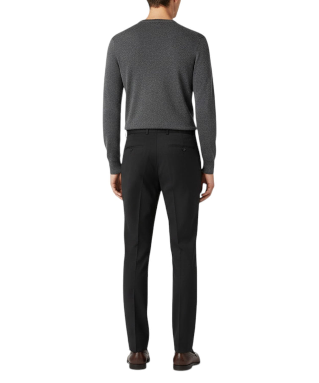Men's Black Be Able Trousers with Buckle and Central Crease