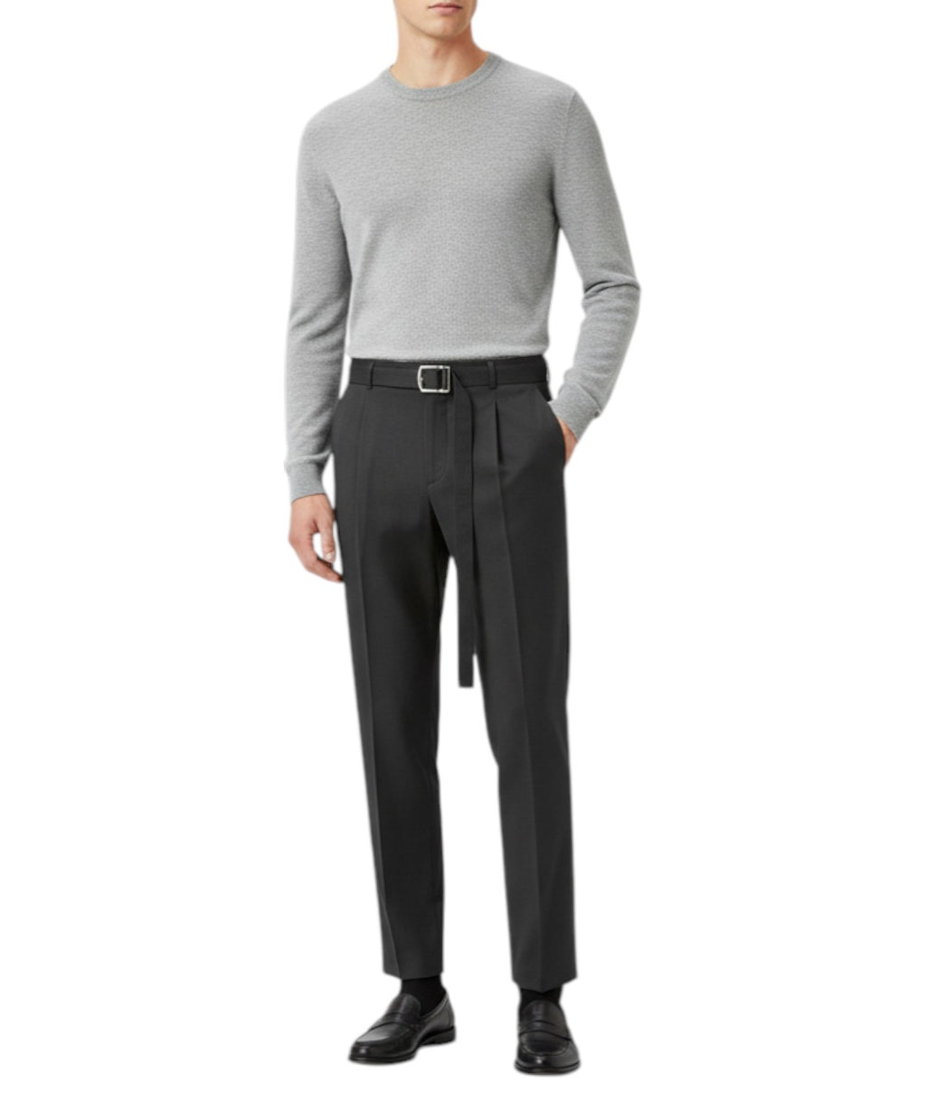 Men's Black Be Able Trousers with Buckle and Central Crease