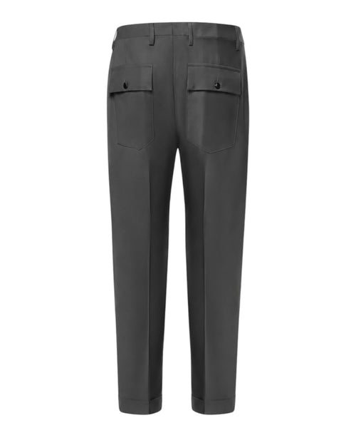 Pantaloni Uomo Michael Coal Plissé in Lana con Risvolto