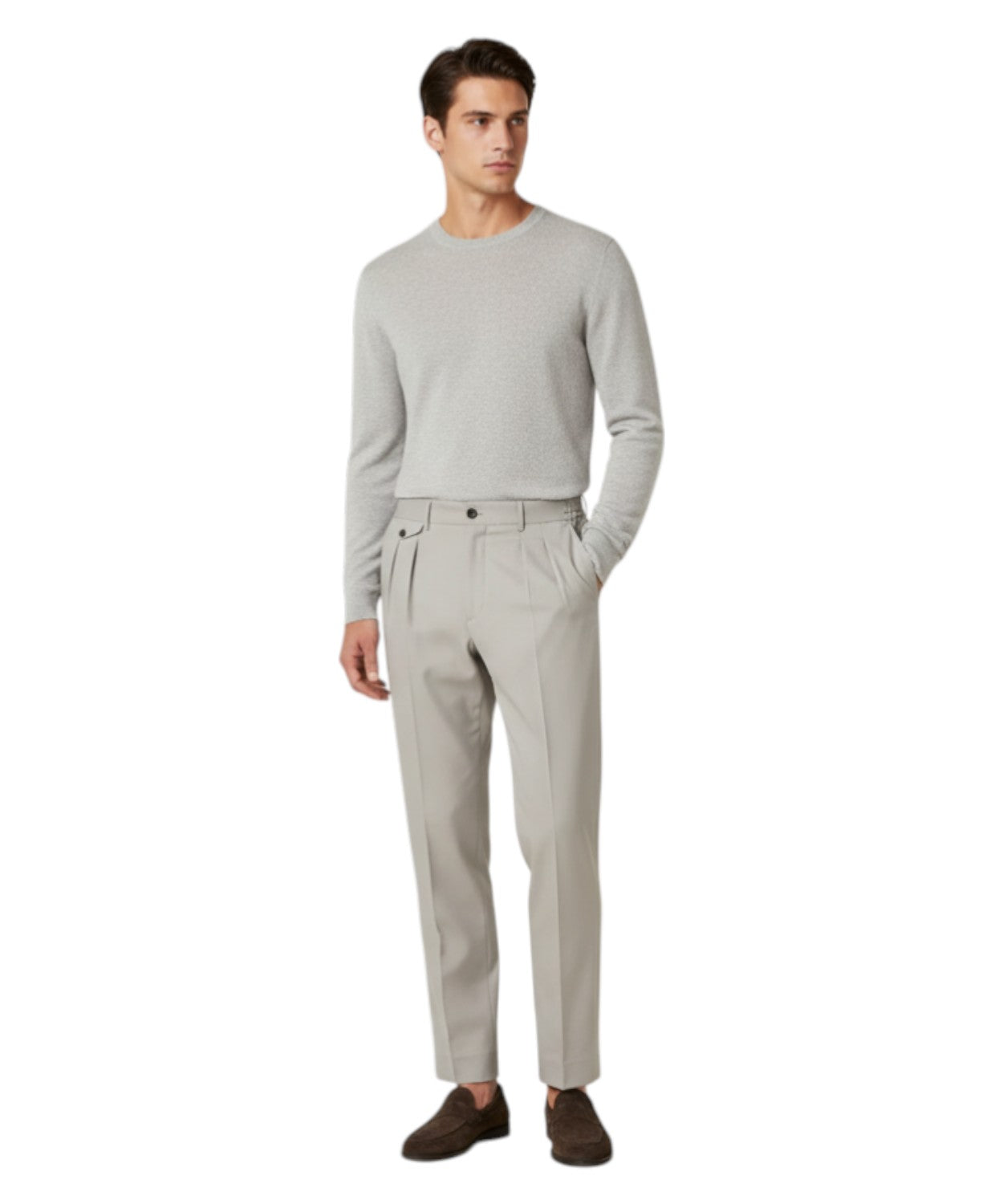 Men's Grey Double Pleat Trousers Be Able Sammy - elegant trousers