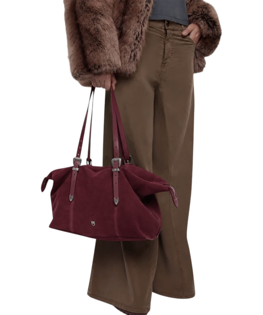 Pinko tote i ruskind med texanske detaljer