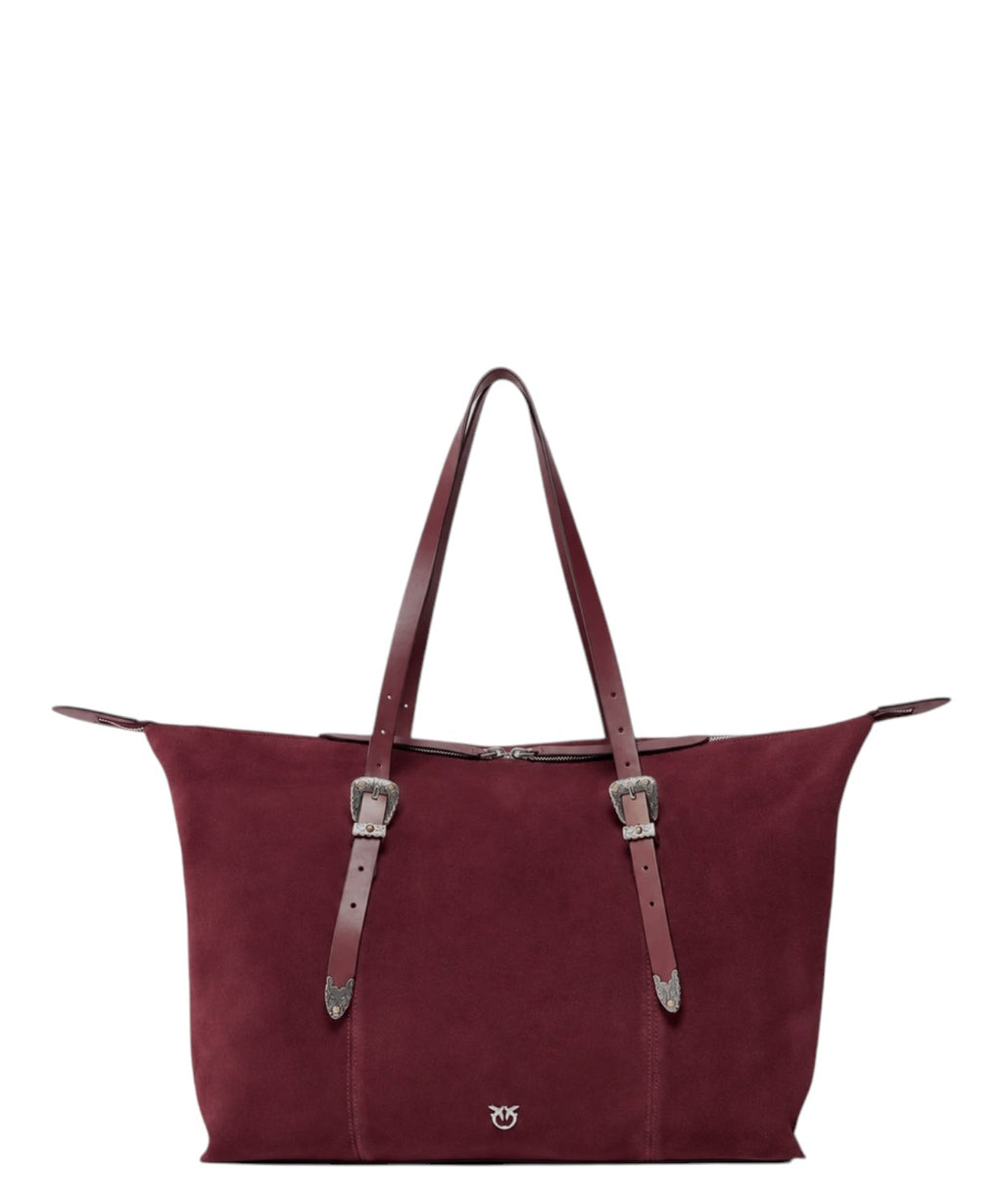 Pinko tote i ruskind med texanske detaljer