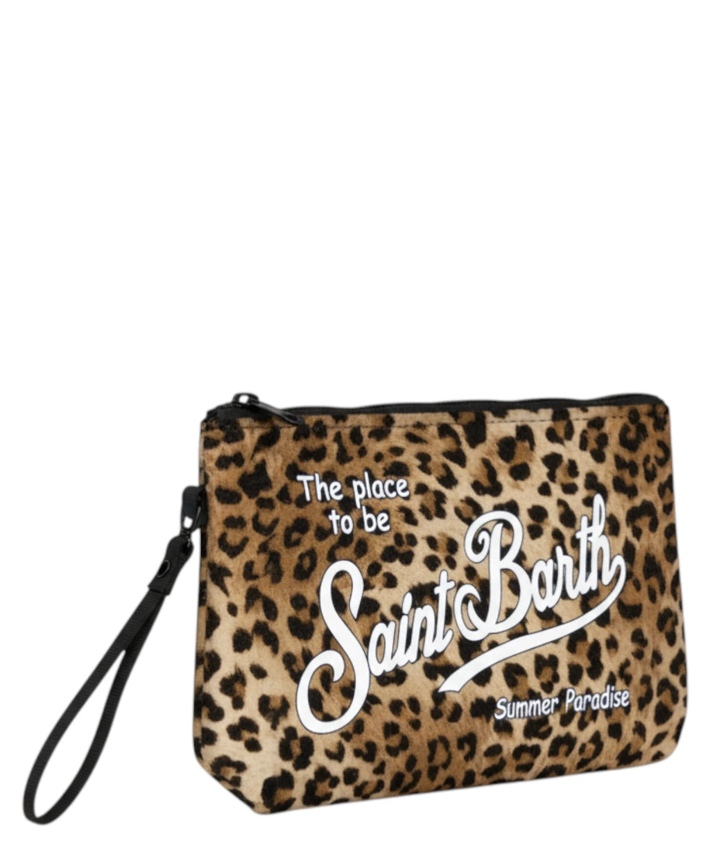 Pochette Aline Leopardo MC2 Saint Barth con Logo