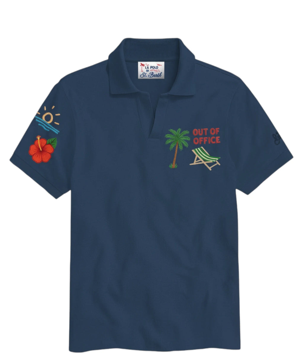 Polo Heren MC2 Saint Barth Charles met Borduursels Out of Office