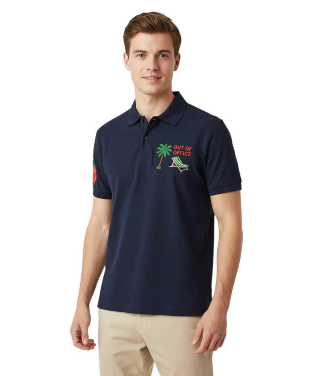 Polo Heren MC2 Saint Barth Charles met Borduursels Out of Office