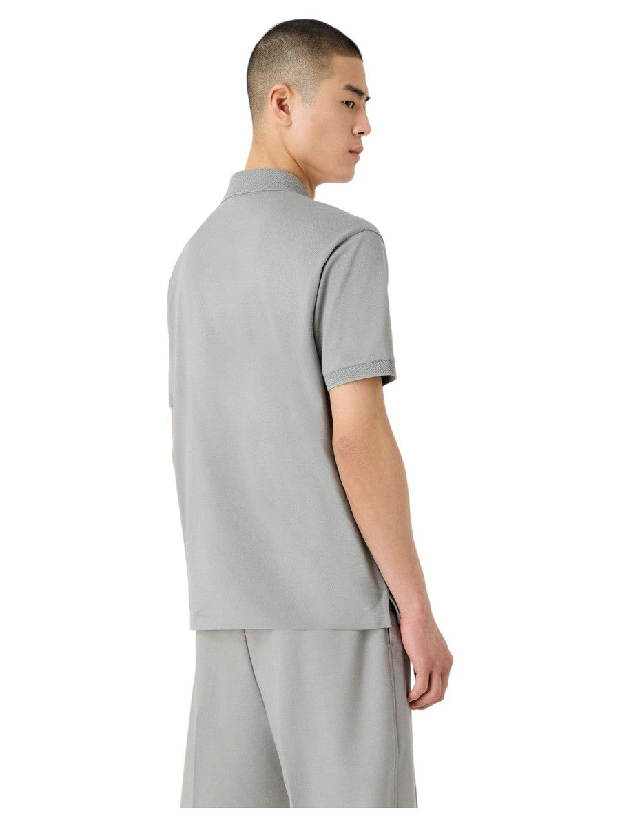 Polo in piquet mercerizzato con profili chevron-Emporio Armani-Polo-Vittorio Citro Boutique