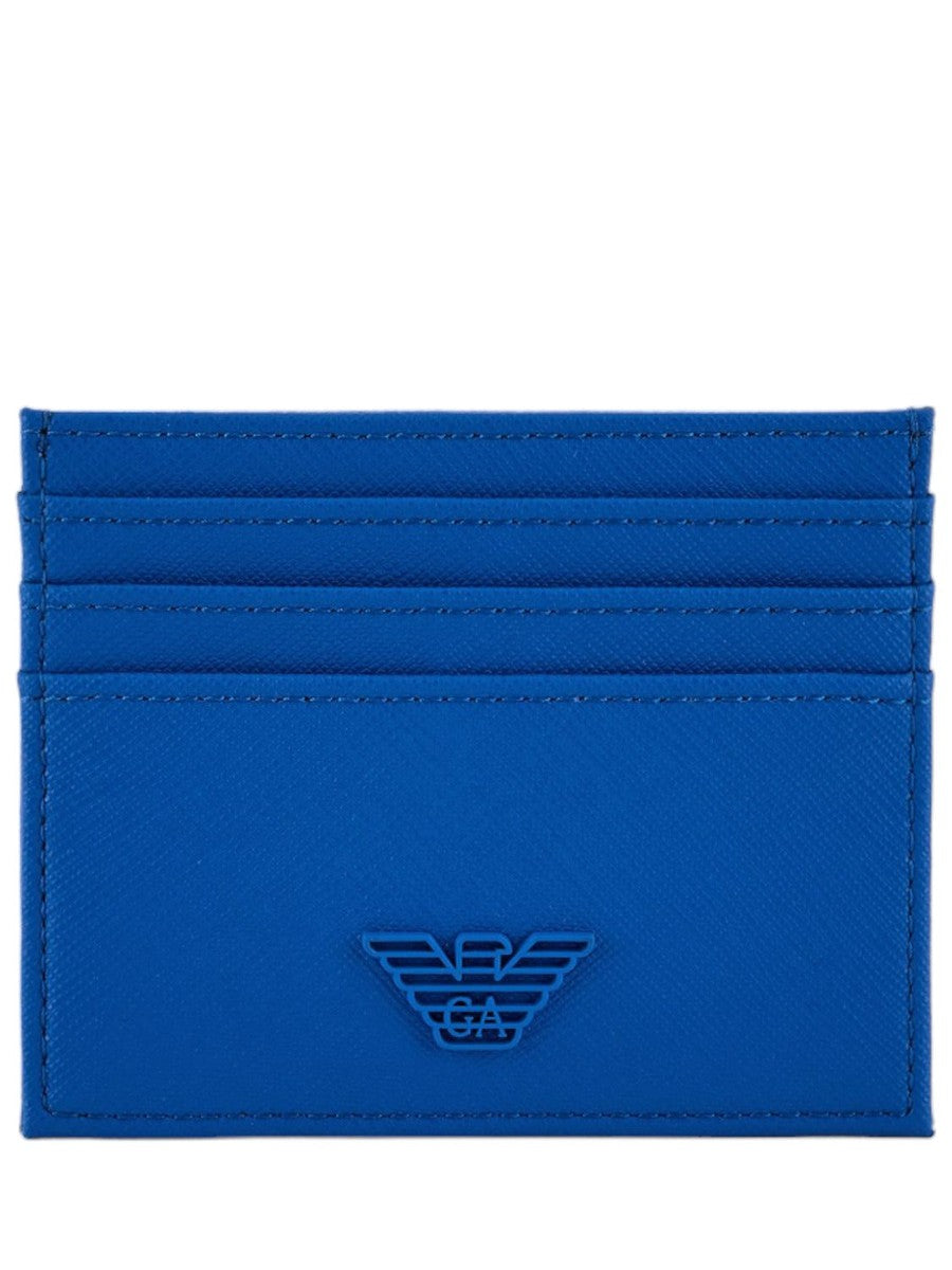 Portacarte in pelle rigenerata saffiano aquila gommata-Emporio Armani-Portafogli-Vittorio Citro Boutique