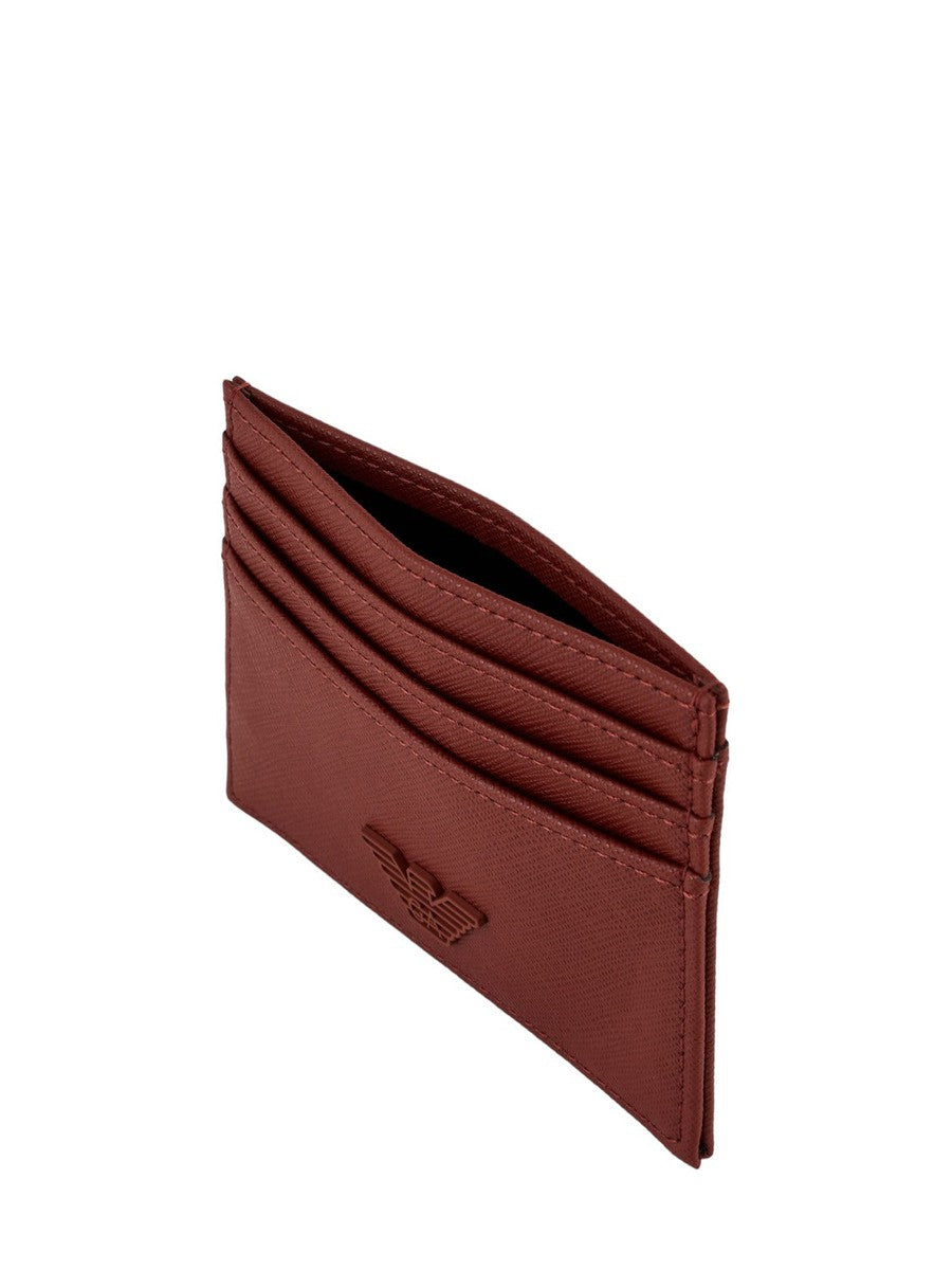 Portacarte in pelle rigenerata saffiano aquila gommata-Emporio Armani-Portafogli-Vittorio Citro Boutique