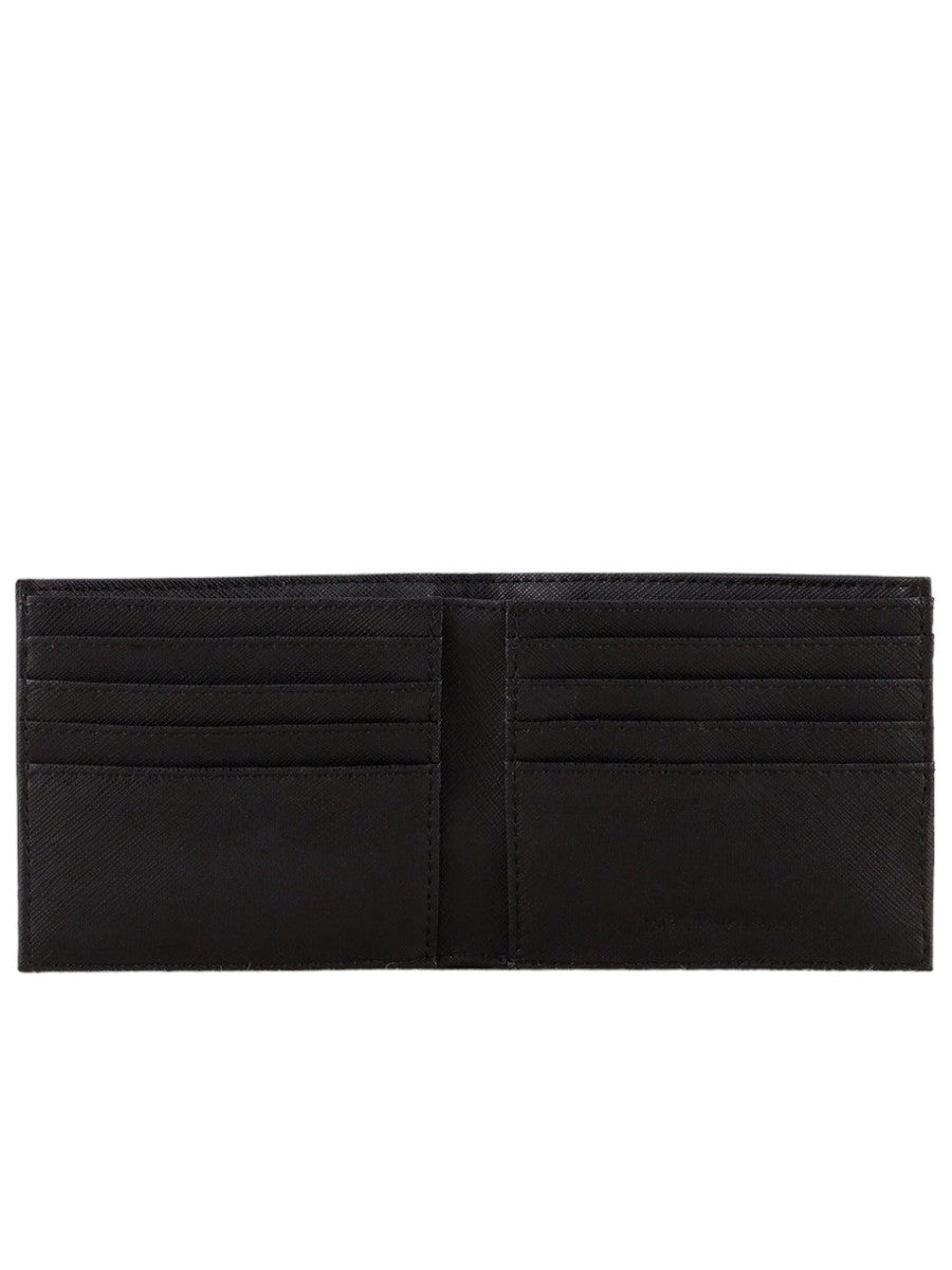 Portafoglio in pelle rigenerata saffiano con placchetta aquila-Emporio Armani-Portafogli-Vittorio Citro Boutique