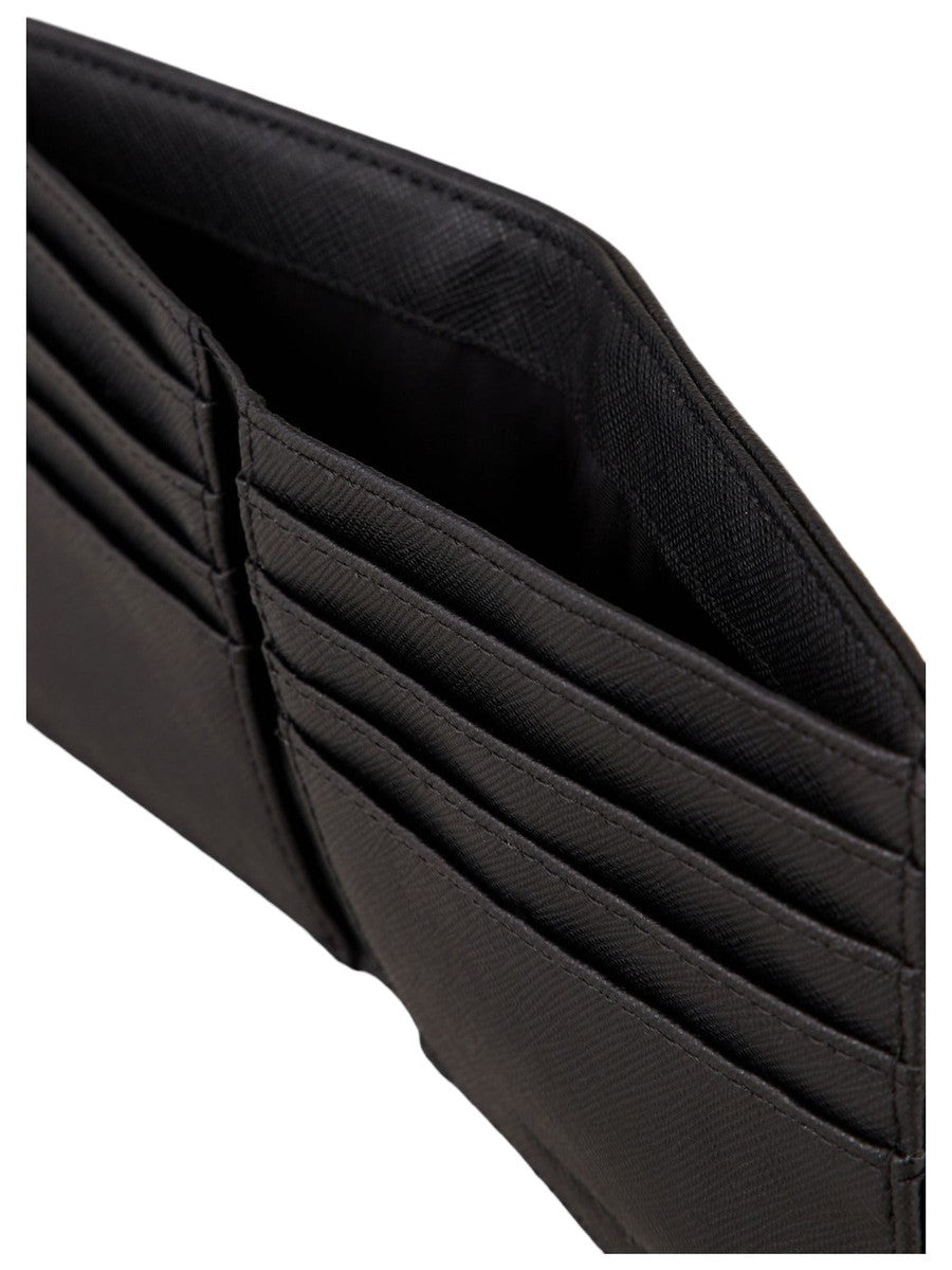 Portafoglio in pelle rigenerata saffiano con placchetta aquila-Emporio Armani-Portafogli-Vittorio Citro Boutique