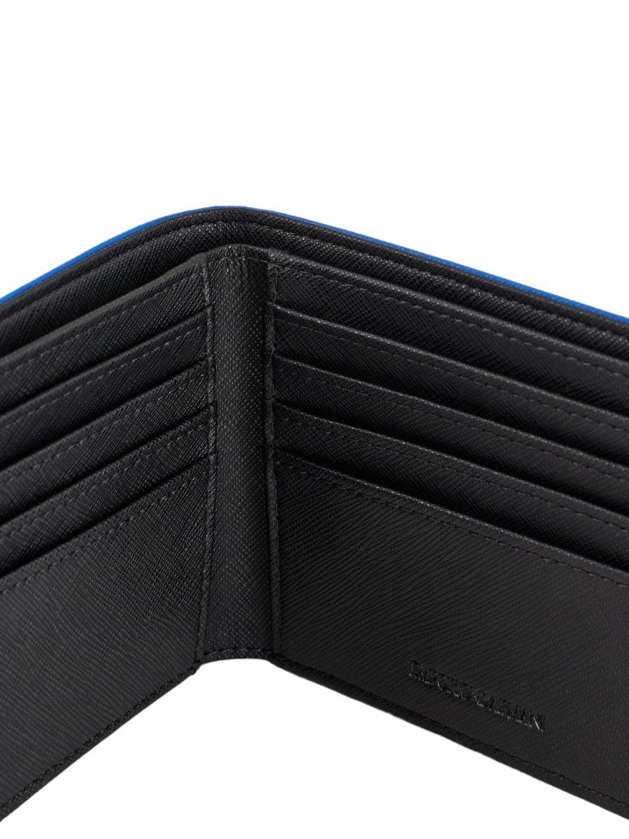 Portafoglio portacarte in pelle rigenerata saffiano con aquila gommata-Emporio Armani-Portafogli-Vittorio Citro Boutique