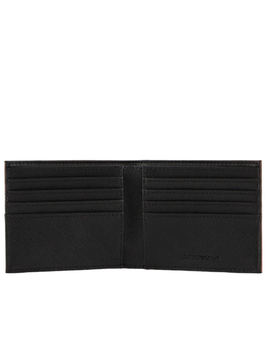 Portafoglio portacarte in pelle rigenerata saffiano con aquila gommata-Emporio Armani-Portafogli-Vittorio Citro Boutique