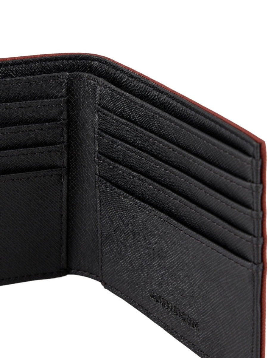 Portafoglio portacarte in pelle rigenerata saffiano con aquila gommata-Emporio Armani-Portafogli-Vittorio Citro Boutique