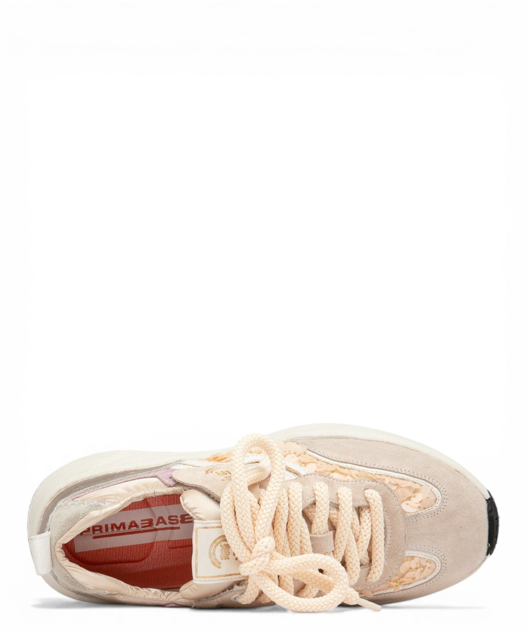 Dames sneaker Primabase Fuji in suède en pailletten