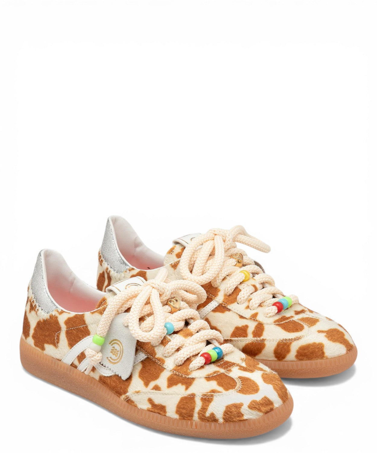 Polo sneaker retrò con dettagli argento e cavallino