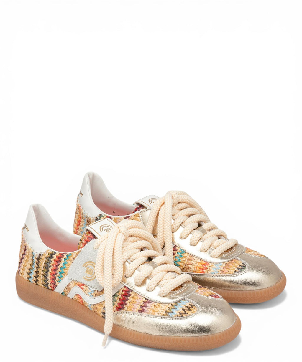 Polo sneaker in multicolor met koordveters en cassette-detail
