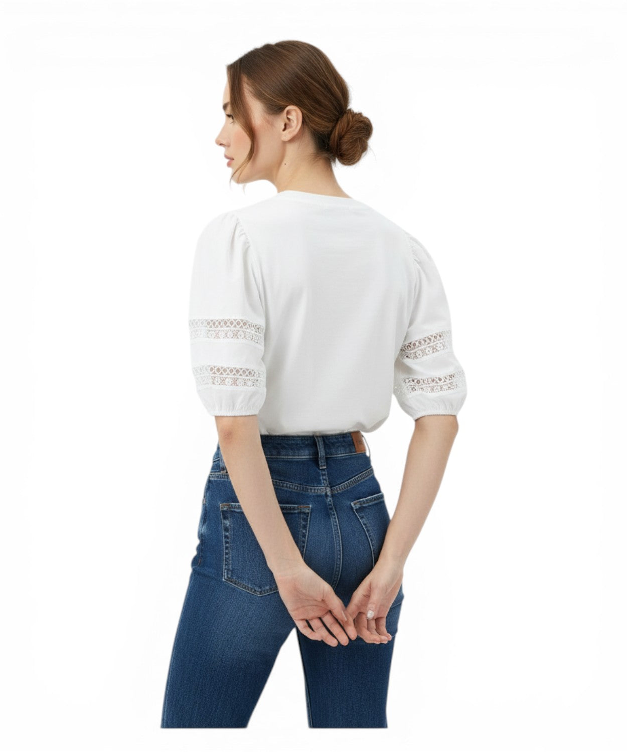 T-shirt Twinset con pizzo e maniche a palloncino