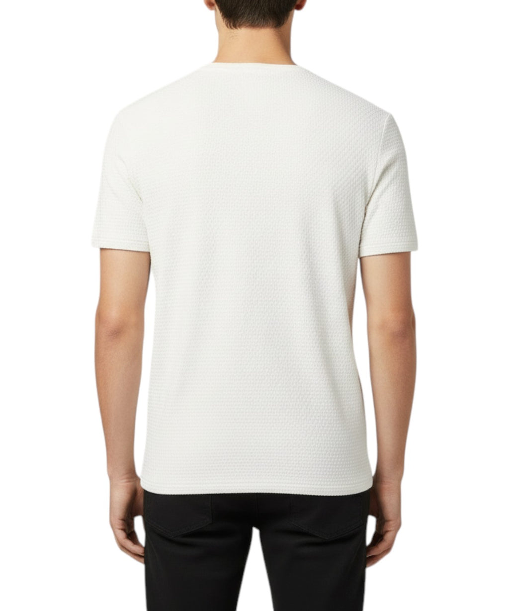 Short-sleeve embossed stretch jersey T-shirt