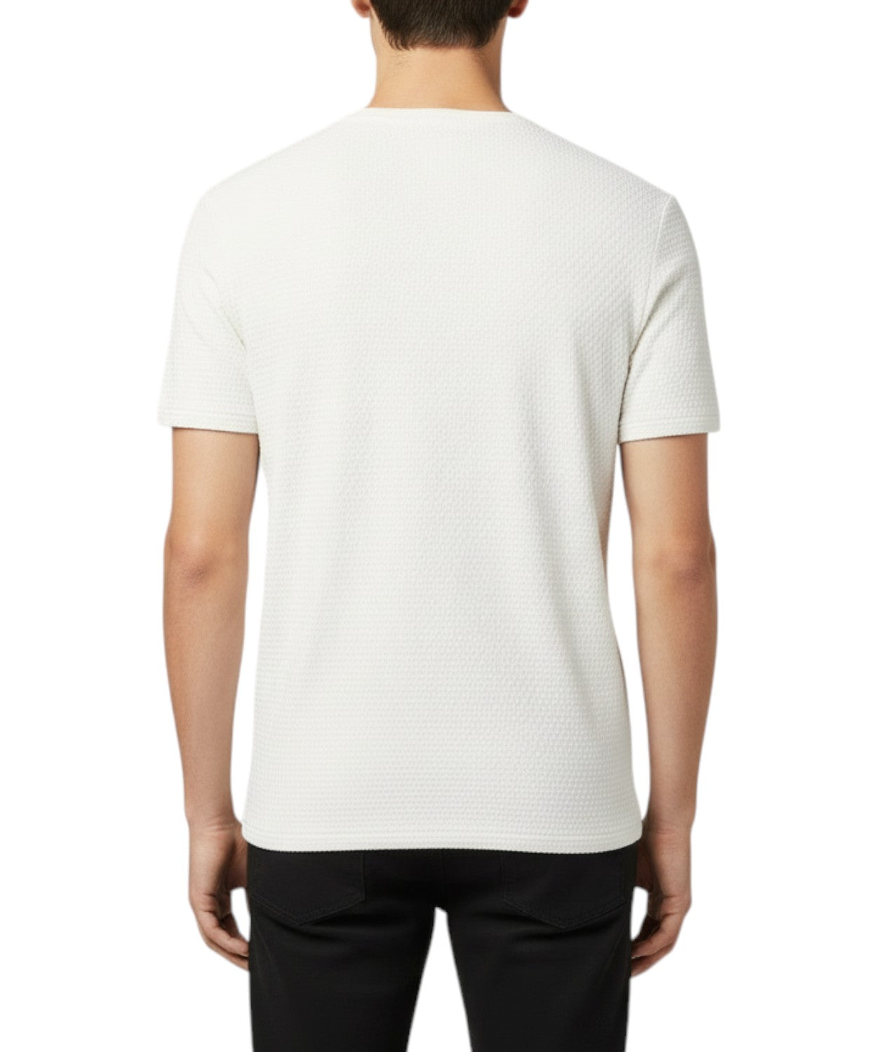 Short-sleeve embossed stretch jersey T-shirt