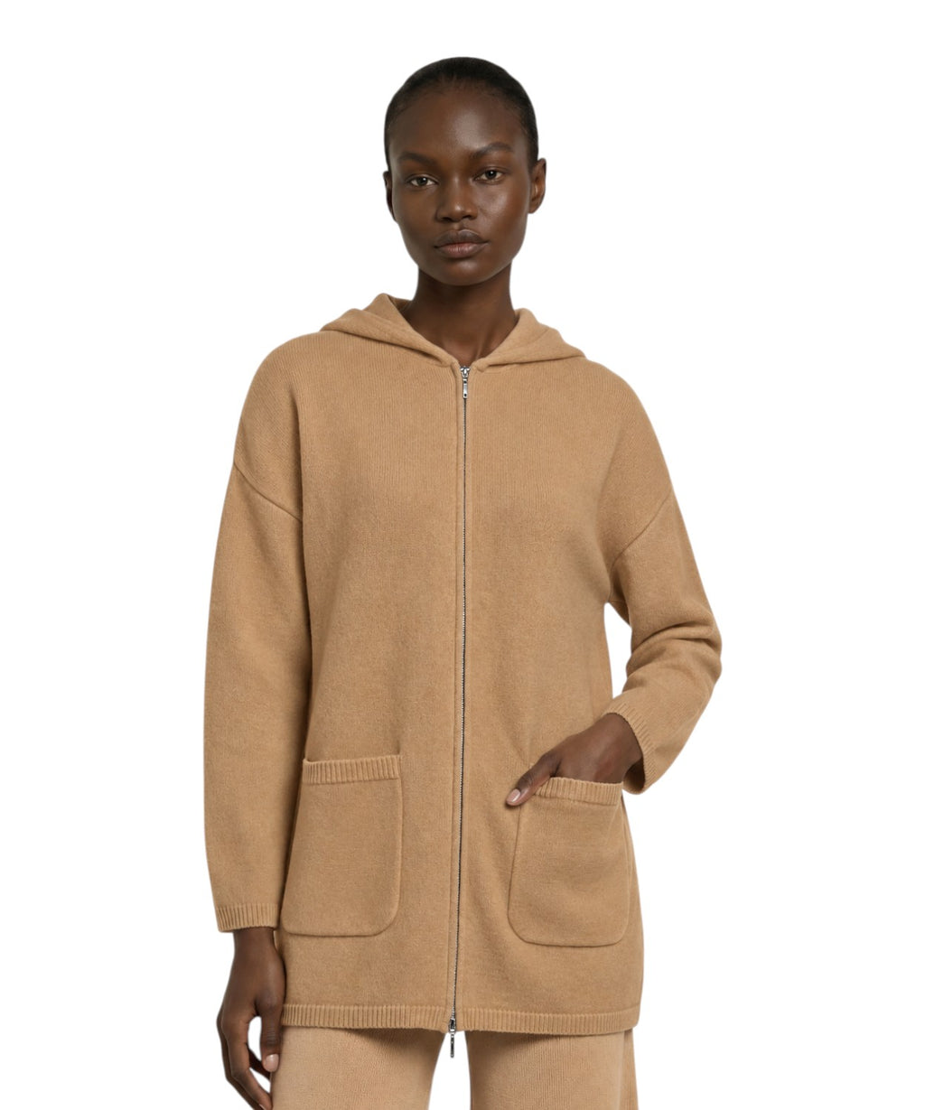Damska parka MM Max Mara z wełnianego sukna z kapturem
