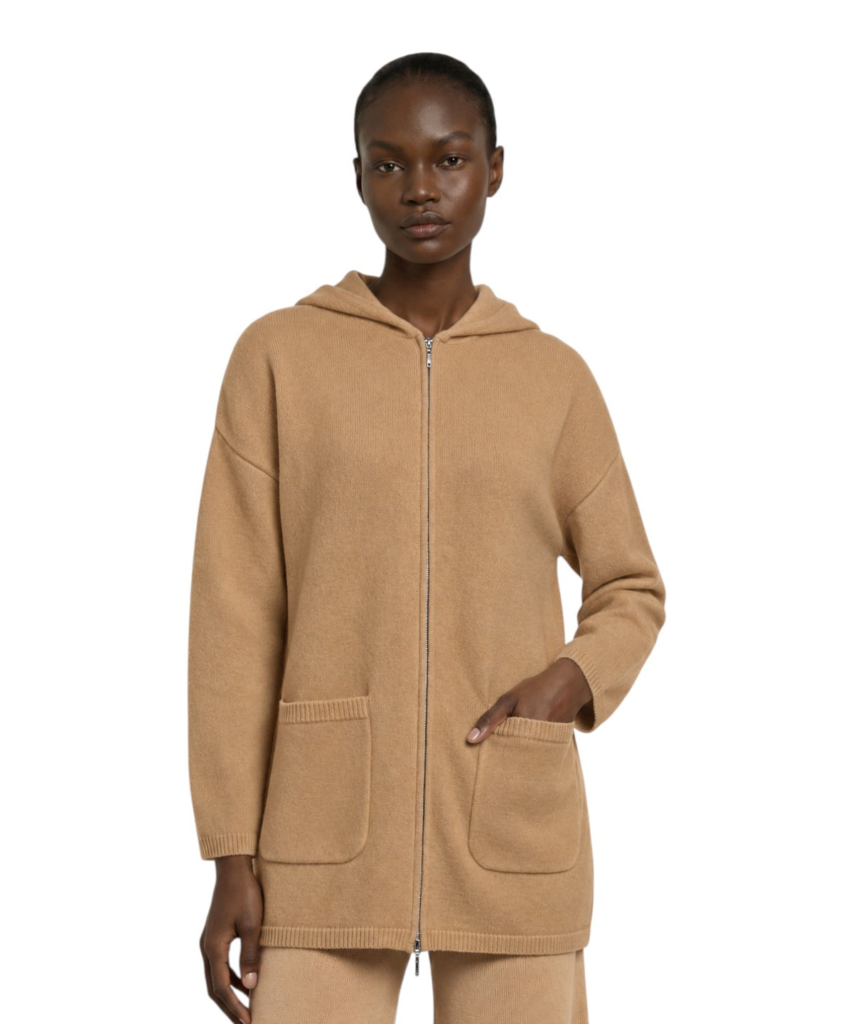 Damska parka MM Max Mara z wełnianego sukna z kapturem
