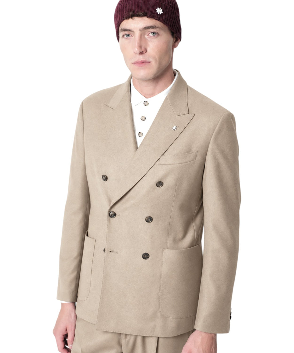 NUVOLA Heren double-breasted jas van stretch-wolflanel