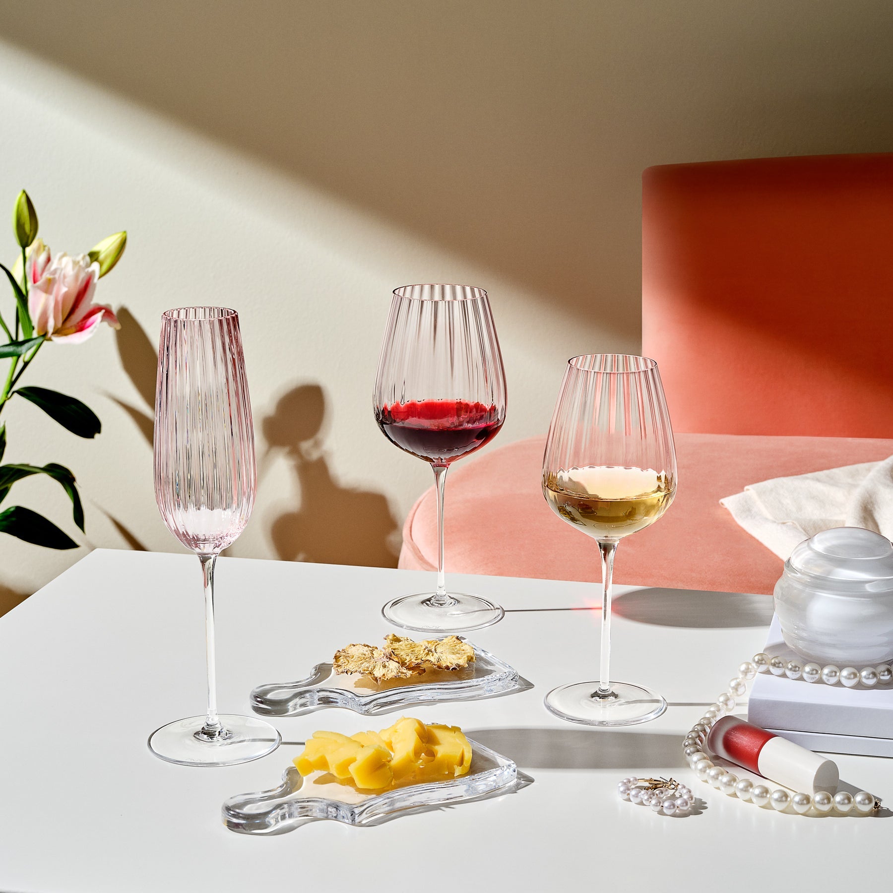 Round Up Dusty Rose Set of 2 White wine glasses-NUDE EU-White wine glass-Vittorio Citro Boutique