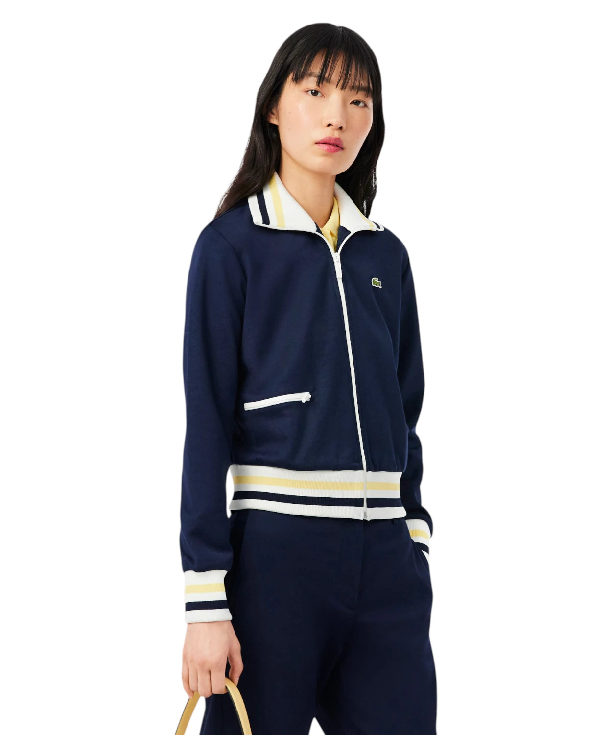 Felpa Lacoste Donna Zip in Cotone Organico Piqué