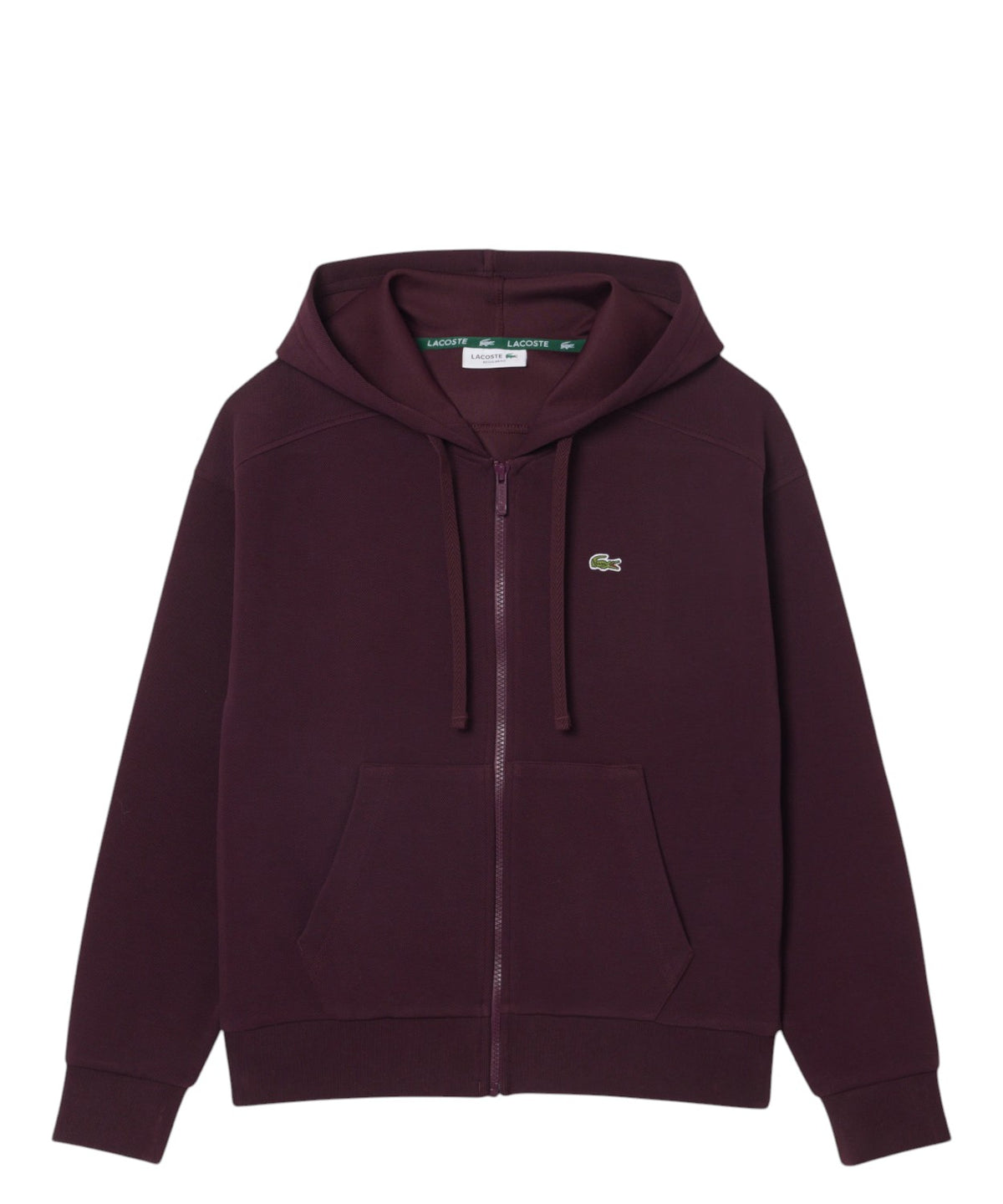 Felpa Lacoste con Zip e Cappuccio in Piqué Double Face